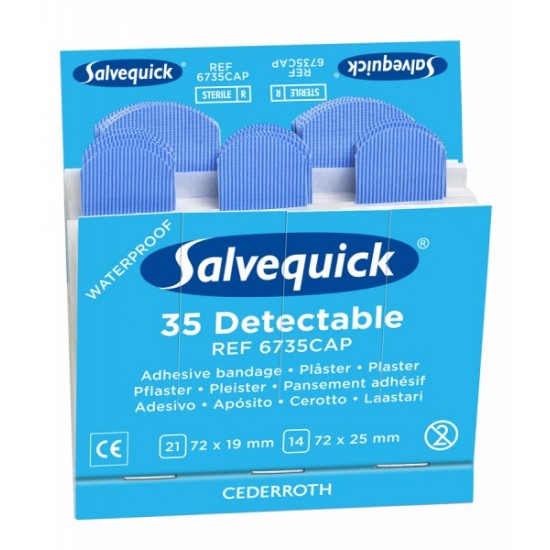 Salvequick Blauwe Detecteerbare Pleisters 6735 (6 x 35 stuks) Salvequick Blauwe Detecteerbare Pleisters 6735 (6 x 35 stuks)